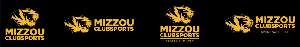 Graphic of the approved Mizzou Club Sports logos in one color.