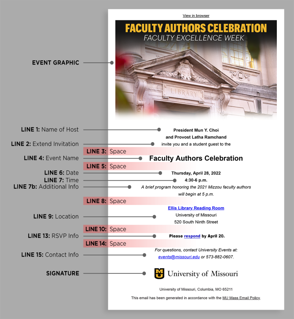 Example email showing layout of content