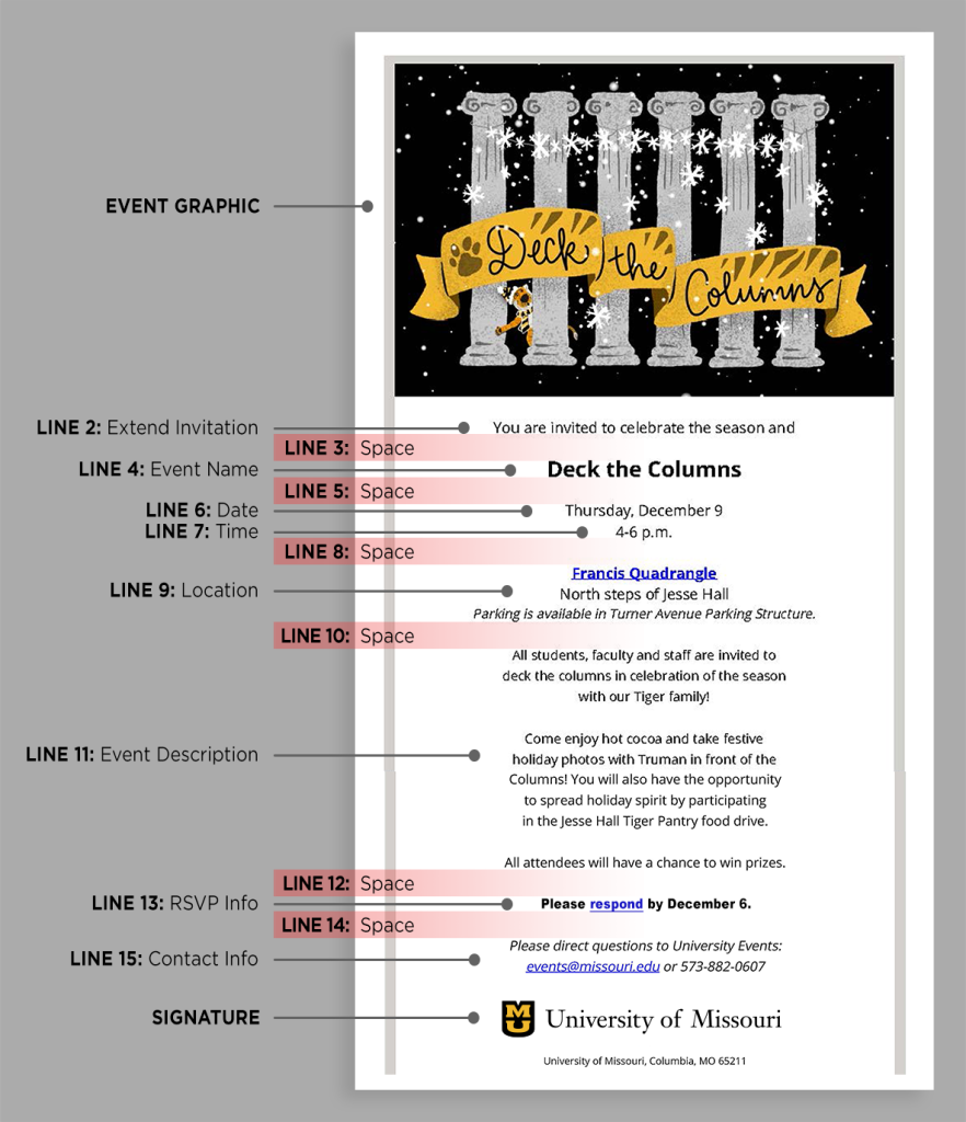 Example email showing layout of content