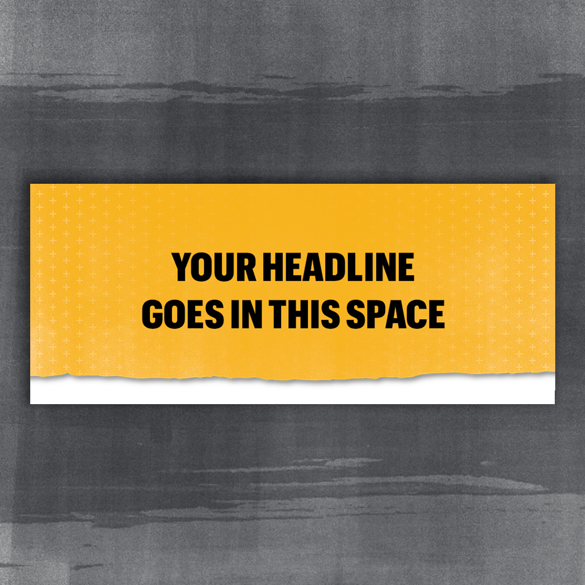 Email Header Mock-up-Gold background with plus texture and a page tear. Black headline text
