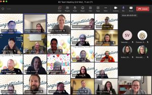 A teams video meeting with Research, Innovation & Impact