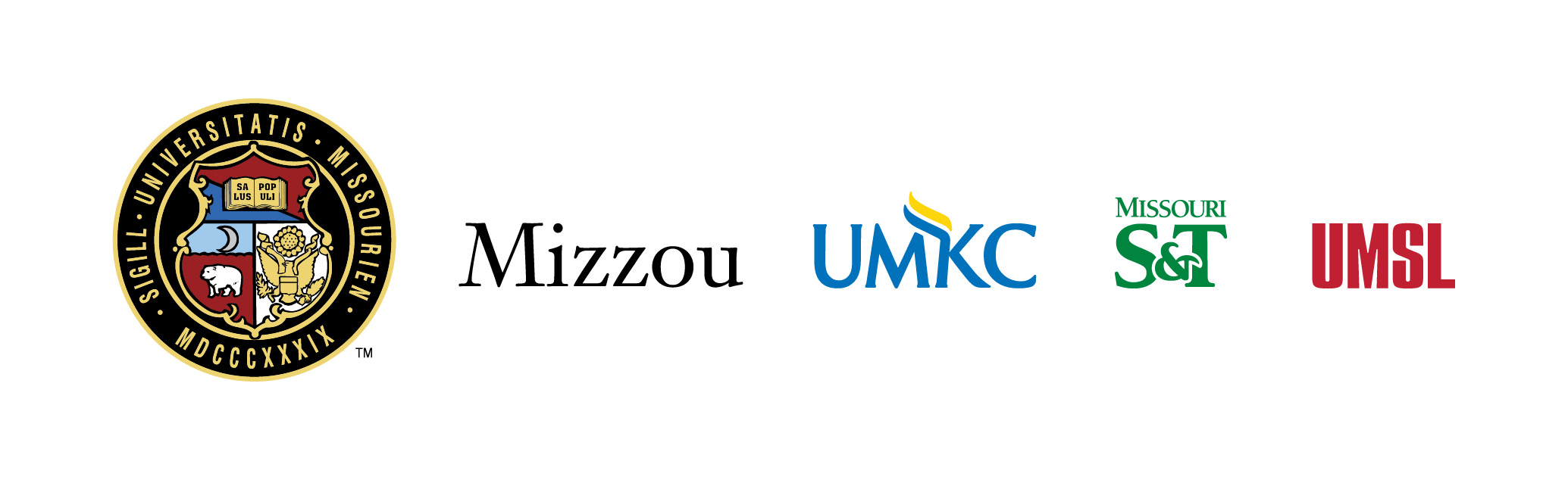 Horizontal UM System logo lockup without "University of Missouri System" text on light background.