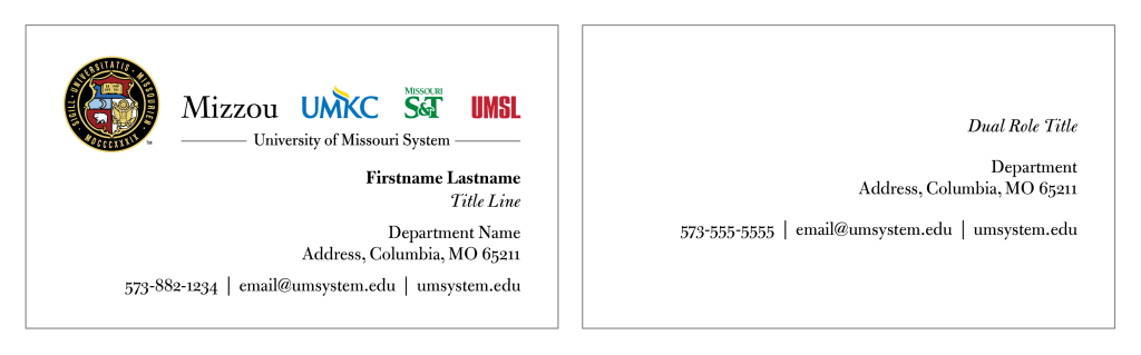 dual report, two sided business card
