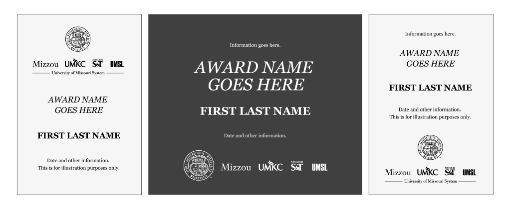 Examples of UM System logo lockup on awards.