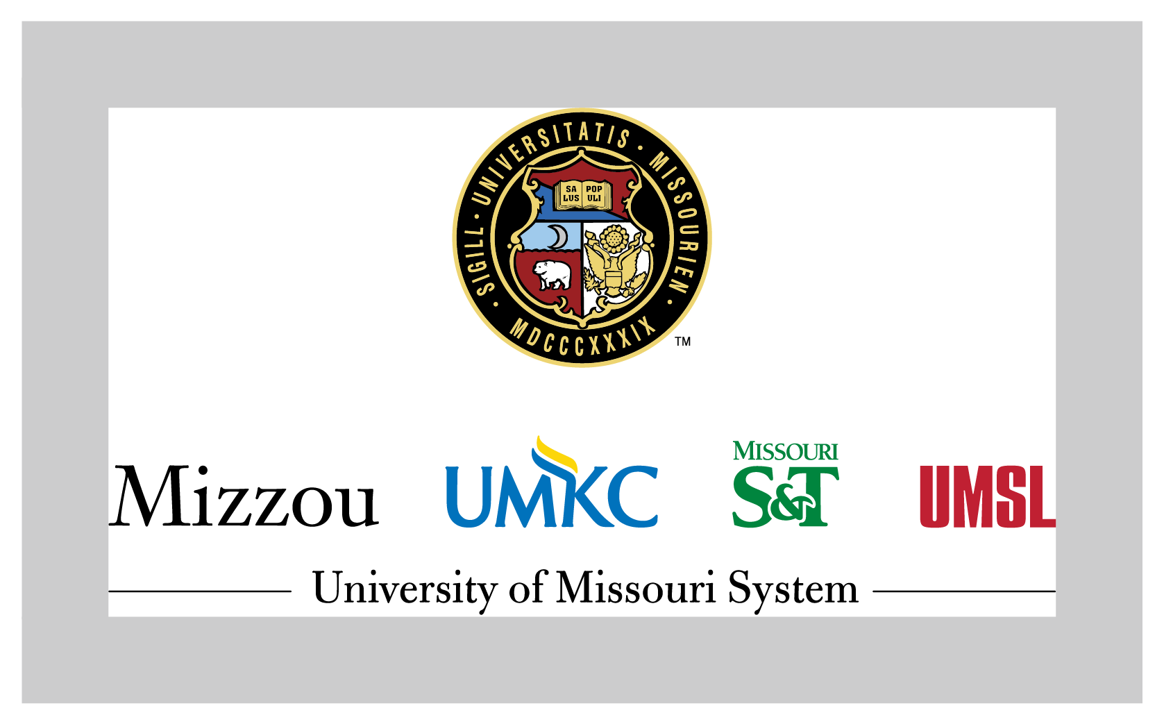 Gray box showing clear space around vertical UM System logo lockup.