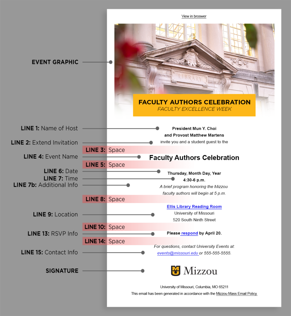 Example email showing layout of content