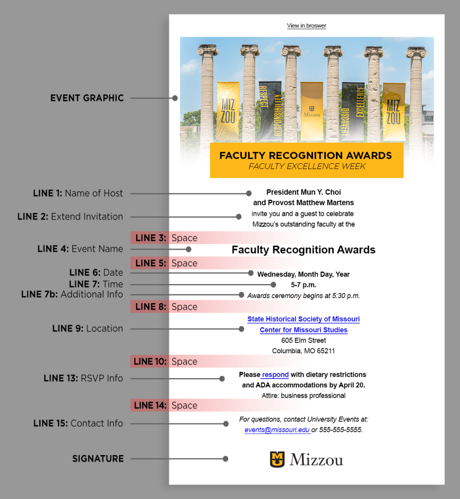 Example email showing layout of content