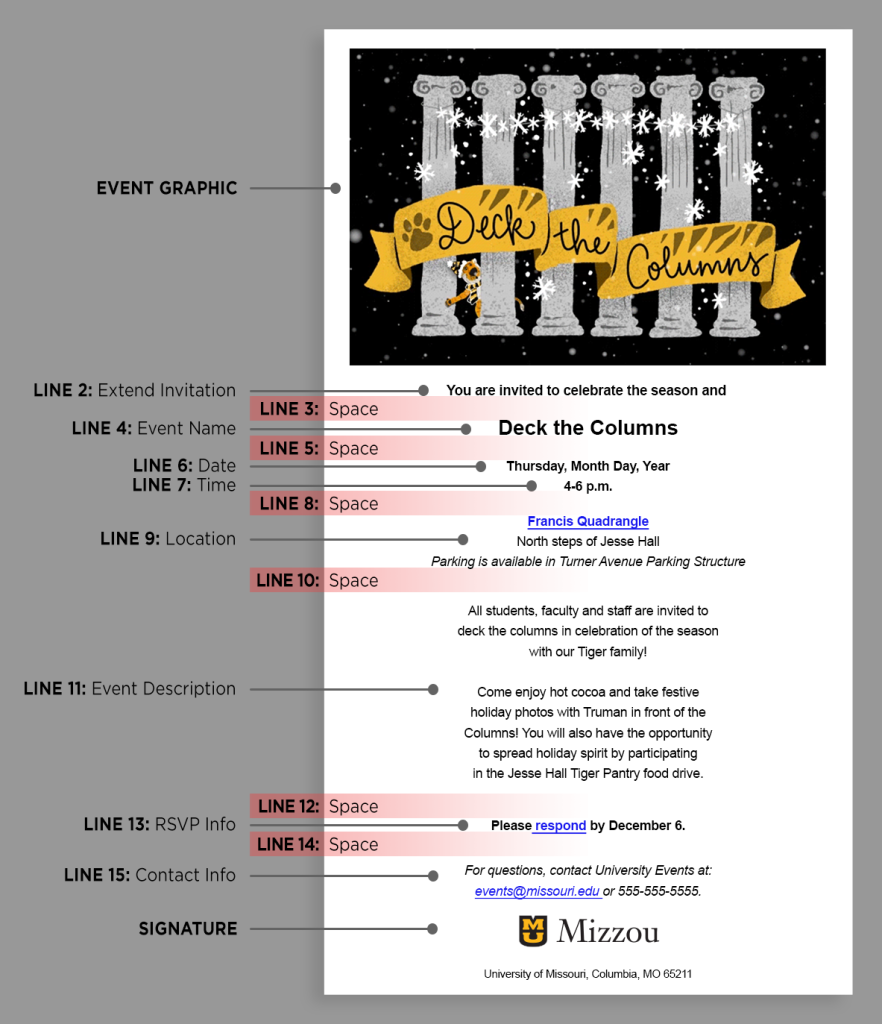 Example email showing layout of content