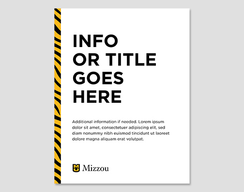 Temporary sign with large headline and smaller supportive text on a white background. Black and gold tiger stripe on the left.