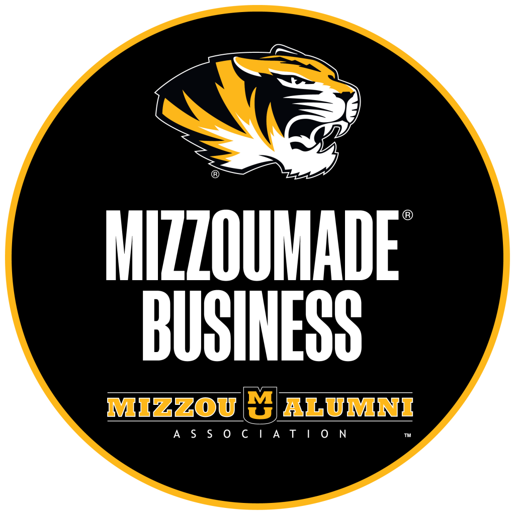 Black sticker with Spirit Tiger Head, MizzouMade® Business and Mizzou Alumni logo.