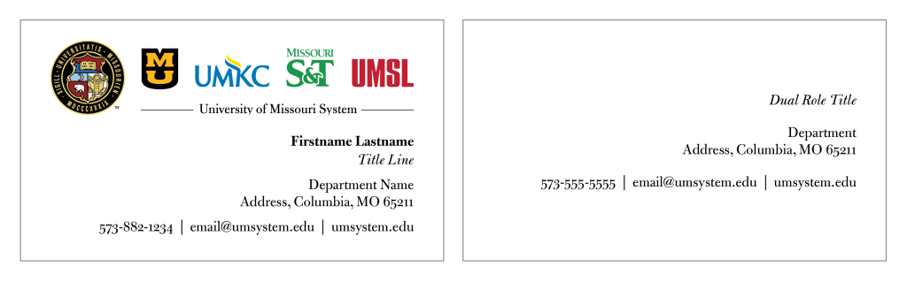 dual report, two sided business card