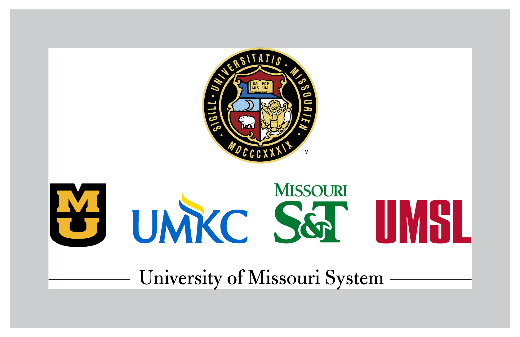 Gray box showing clear space around vertical UM System logo lockup.