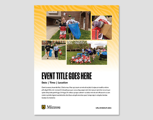 Flyer with 4 image collage, event title, date, time, location. 