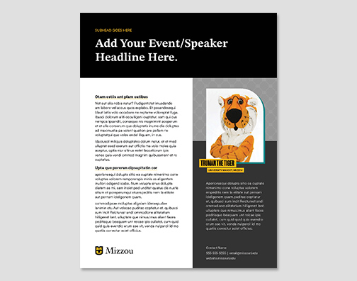Event or speaker header with side column for speaker photo and bio.