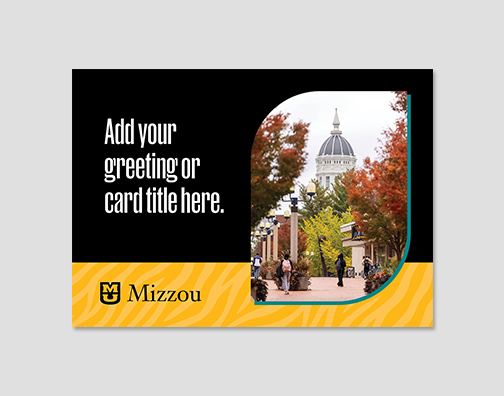 General card with customizable message and double curve container.