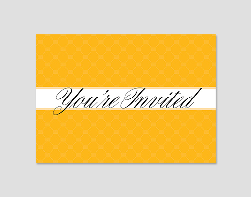 You're invited card with columns pattern and script font.