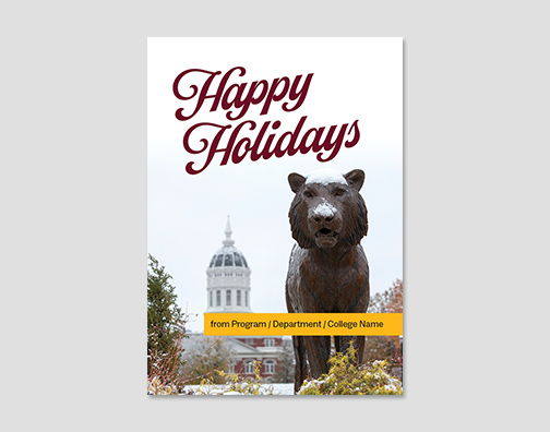 Holiday card with Tiger statue background.