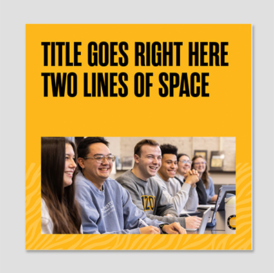 Bold headline with image and tiger stripes.