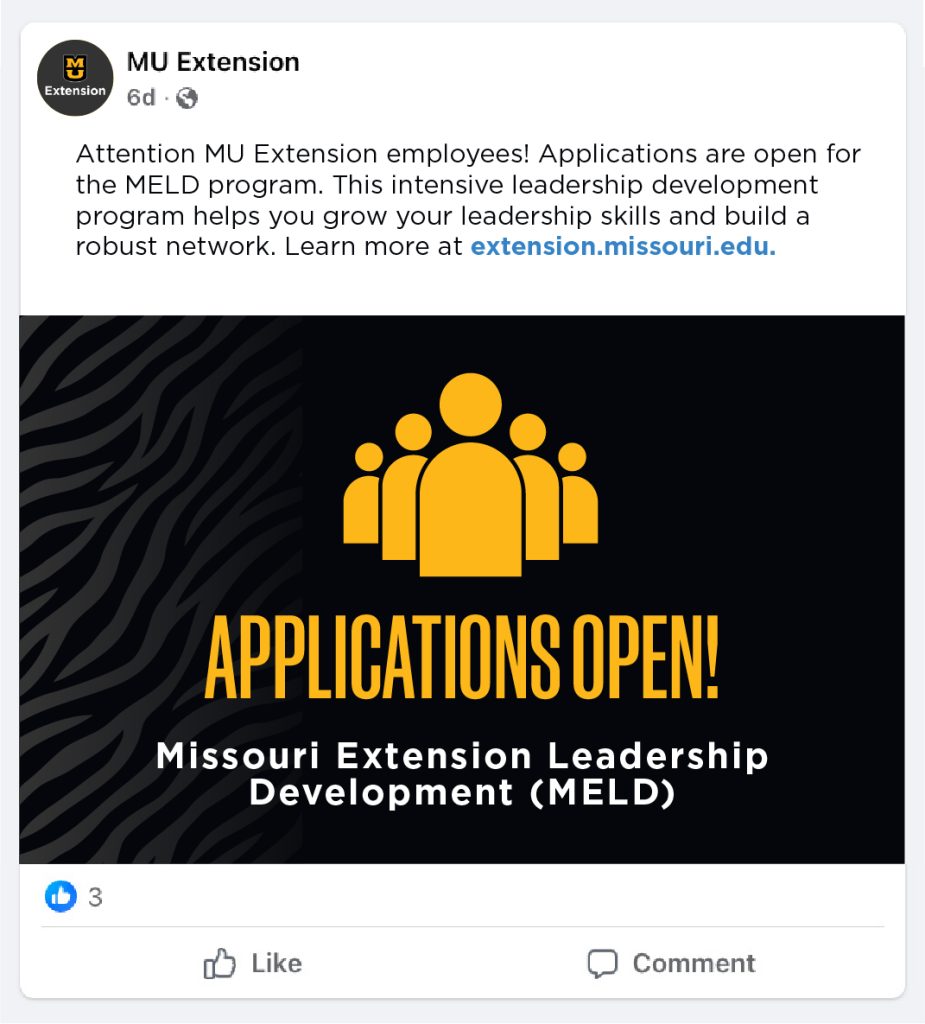 Example social media post for internal audiences.