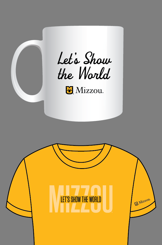 Coffee cup and t-shirt example using typeset slogan and a required siganture.