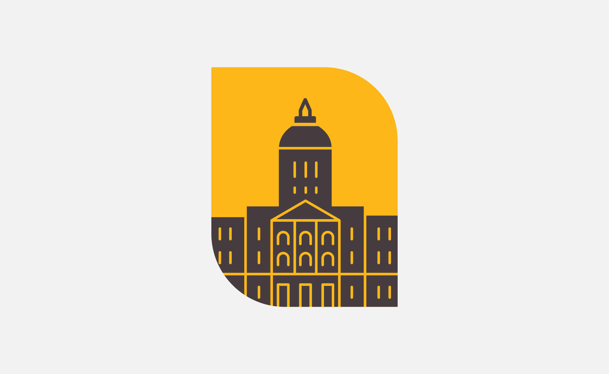 Jesse hall illustration in double curve container. 