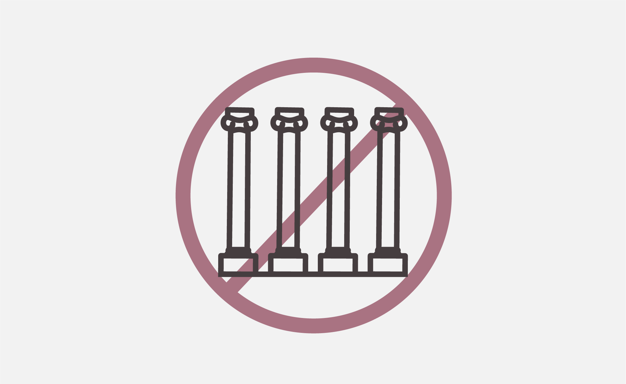 Columns illustration with only four columns and red x over it. 