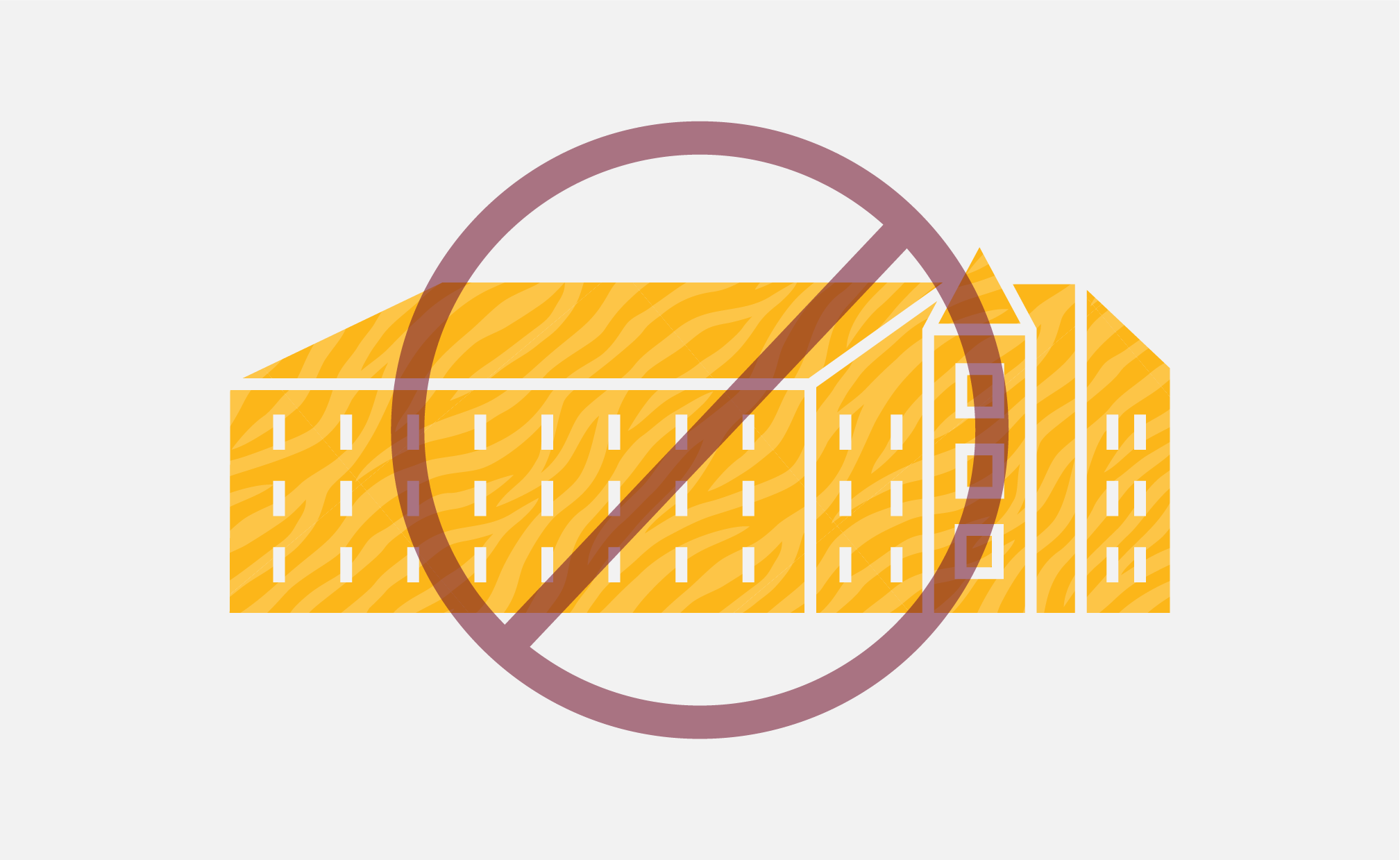 Illustration with tiger stripe pattern and red x over it. 