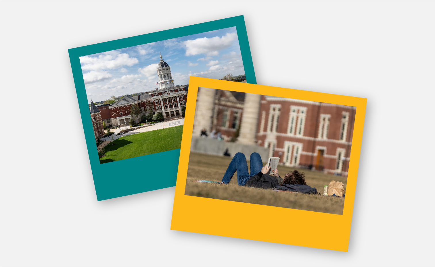 Two polaroids, one in botanic and one in Mizzou gold. 