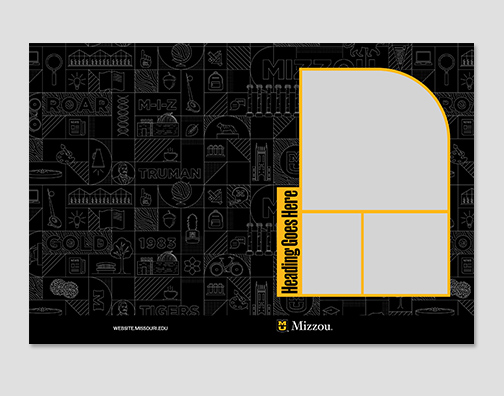 Pocket folder with three photos and Mizzou pride pattern.