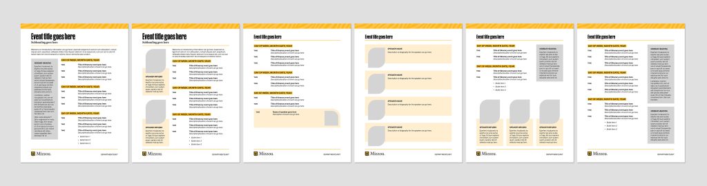 Six itinerary layouts. 