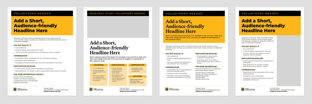 Four research study flyers.
