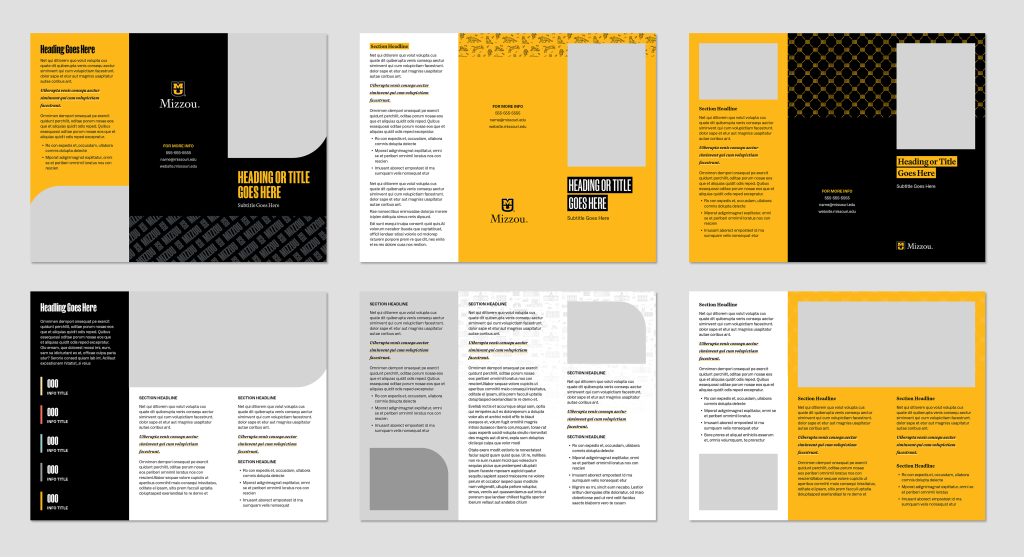 Three back and front trifold template examples.
